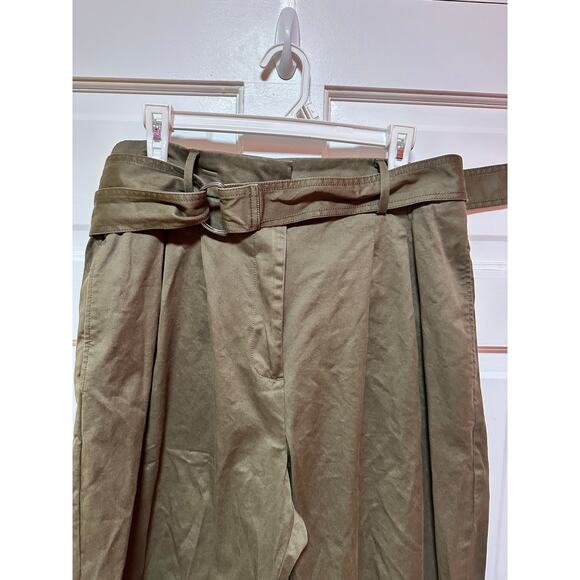 Banana Republic Cruz Pleated Wide Leg Chino Trousers Spiced Olive Green Size 14 - Picture 5 of 9